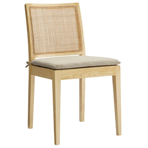 Modway Furniture Ovard Rattan Dining Chair - Stylish Solid Wood Frame, Comfortable Cushion, Modern Farmhouse Charm EEI-7288-NAT-BEI