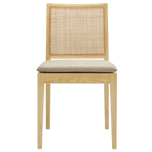 Modway Furniture Ovard Rattan Dining Chair - Stylish Solid Wood Frame, Comfortable Cushion, Modern Farmhouse Charm EEI-7288-NAT-BEI