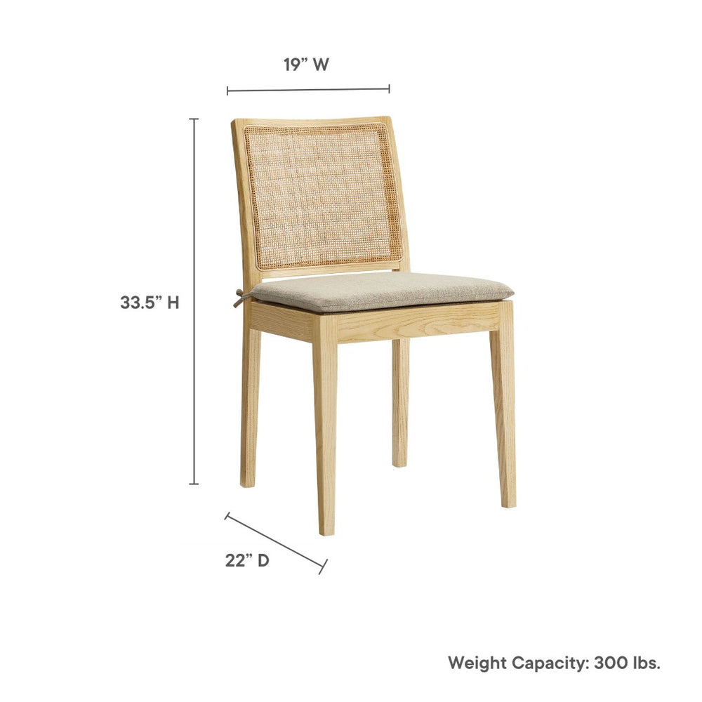 Modway Furniture Ovard Rattan Dining Chair - Stylish Solid Wood Frame, Comfortable Cushion, Modern Farmhouse Charm EEI-7288-NAT-BEI