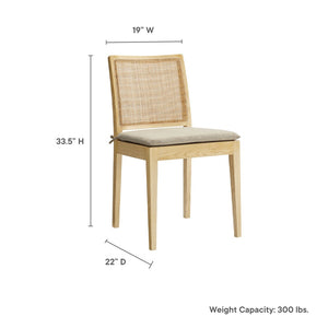 Modway Furniture Ovard Rattan Dining Chair - Stylish Solid Wood Frame, Comfortable Cushion, Modern Farmhouse Charm EEI-7288-NAT-BEI