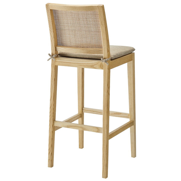 Modway Furniture Ovard Wood and Rattan Bar Stool – Coastal Farmhouse Style, Comfort, and Fully Assembled Convenience! EEI-7289-NAT-BEI