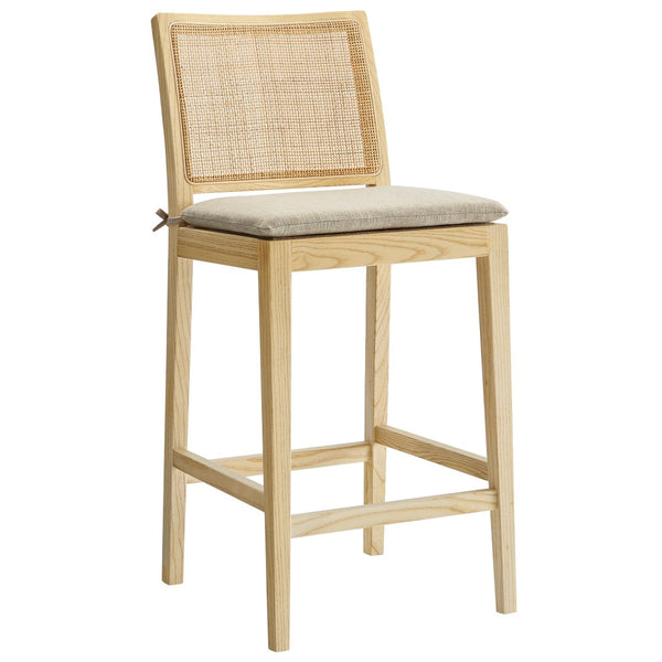 Modway Furniture Ovard Wood & Rattan Counter Stool - Stylish, Comfortable Seating for Kitchen & Dining Spaces EEI-7290-NAT-BEI