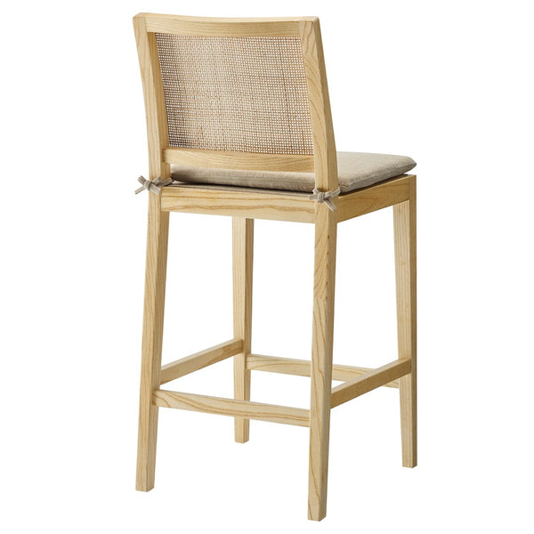 Modway Furniture Ovard Wood & Rattan Counter Stool - Stylish, Comfortable Seating for Kitchen & Dining Spaces EEI-7290-NAT-BEI
