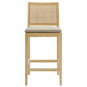 Modway Furniture Ovard Wood & Rattan Counter Stool - Stylish, Comfortable Seating for Kitchen & Dining Spaces EEI-7290-NAT-BEI