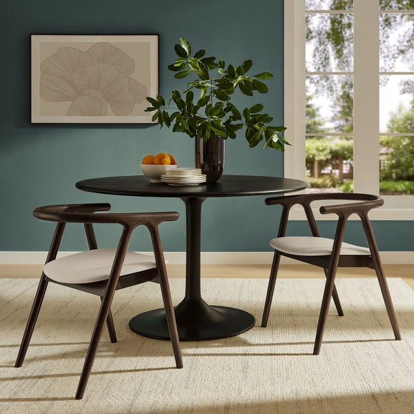 Modway Furniture Henry Vegan Leather Dining Chair with Solid Elm Wood Frame - Mid-Century Modern Comfort & Style Stone EEI-7291-STO