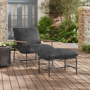 Modway Furniture Raya Outdoor Patio Lounge Chair and Ottoman Set - Stylish, Weather-Ready Comfort for Relaxation Charcoal EEI-7292-CHA