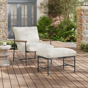 Modway Furniture Raya Outdoor Patio Lounge Chair and Ottoman Set - Stylish, Weather-Ready Comfort for Relaxation Ivory EEI-7292-IVO