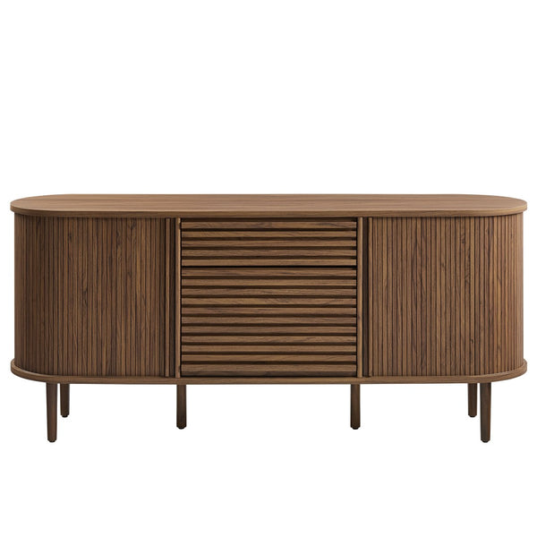 Modway Furniture Harlan Fluted Oval Sideboard Cabinet - Mid-Century Modern Storage Solution for Dining & Media Spaces EEI-7293-WAL