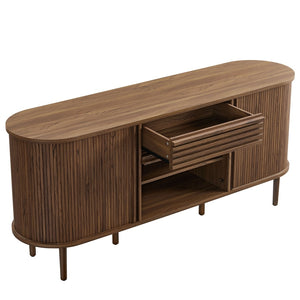Modway Furniture Harlan Fluted Oval Sideboard Cabinet - Mid-Century Modern Storage Solution for Dining & Media Spaces EEI-7293-WAL