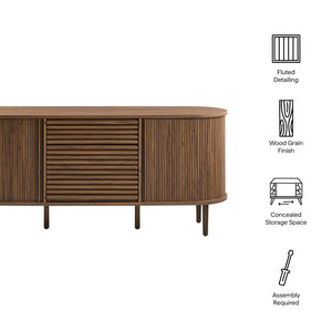 Modway Furniture Harlan Fluted Oval Sideboard Cabinet - Mid-Century Modern Storage Solution for Dining & Media Spaces EEI-7293-WAL