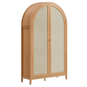 Modway Furniture Calista 79" Tall Wide Rattan Arched Storage Cabinet – Stylish & Functional Solution for Any Space Natural EEI-7294-NAT