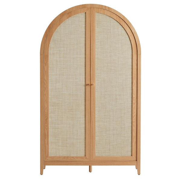 Modway Furniture Calista 79" Tall Wide Rattan Arched Storage Cabinet – Stylish & Functional Solution for Any Space Natural EEI-7294-NAT