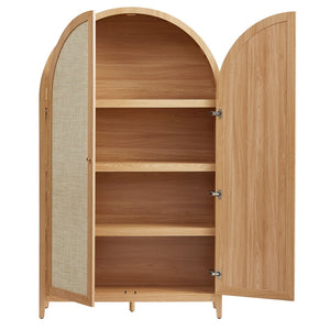 Modway Furniture Calista 79" Tall Wide Rattan Arched Storage Cabinet – Stylish & Functional Solution for Any Space Natural EEI-7294-NAT