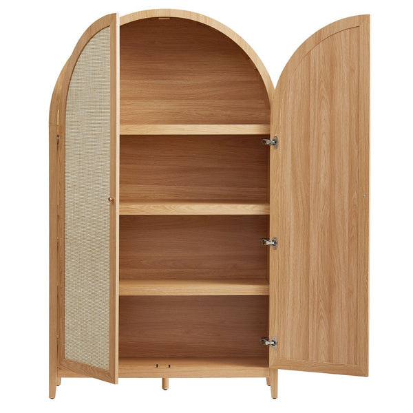 Modway Furniture Calista 79" Tall Wide Rattan Arched Storage Cabinet – Stylish & Functional Solution for Any Space Natural EEI-7294-NAT