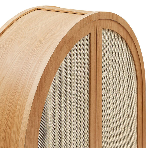 Modway Furniture Calista 79" Tall Wide Rattan Arched Storage Cabinet – Stylish & Functional Solution for Any Space Natural EEI-7294-NAT