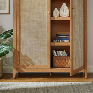 Modway Furniture Calista 79" Tall Wide Rattan Arched Storage Cabinet – Stylish & Functional Solution for Any Space Natural EEI-7294-NAT