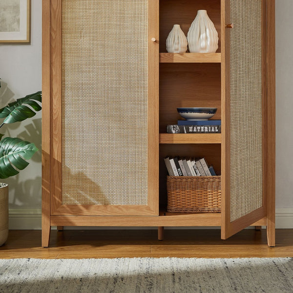 Modway Furniture Calista 79" Tall Wide Rattan Arched Storage Cabinet – Stylish & Functional Solution for Any Space Natural EEI-7294-NAT