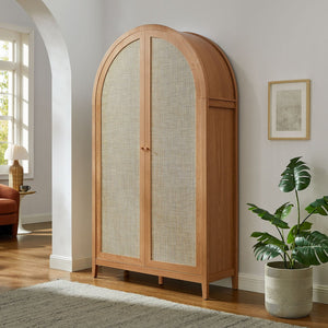 Modway Furniture Calista 79" Tall Wide Rattan Arched Storage Cabinet – Stylish & Functional Solution for Any Space Natural EEI-7294-NAT
