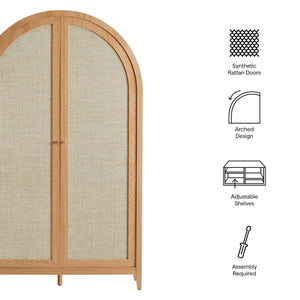Modway Furniture Calista 79" Tall Wide Rattan Arched Storage Cabinet – Stylish & Functional Solution for Any Space Natural EEI-7294-NAT