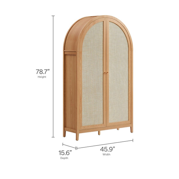 Modway Furniture Calista 79" Tall Wide Rattan Arched Storage Cabinet – Stylish & Functional Solution for Any Space Natural EEI-7294-NAT