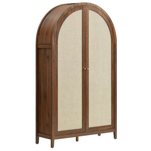 Modway Furniture Calista 79" Tall Wide Rattan Arched Storage Cabinet – Stylish & Functional Solution for Any Space Walnut EEI-7294-WAL