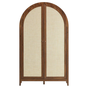 Modway Furniture Calista 79" Tall Wide Rattan Arched Storage Cabinet – Stylish & Functional Solution for Any Space Walnut EEI-7294-WAL