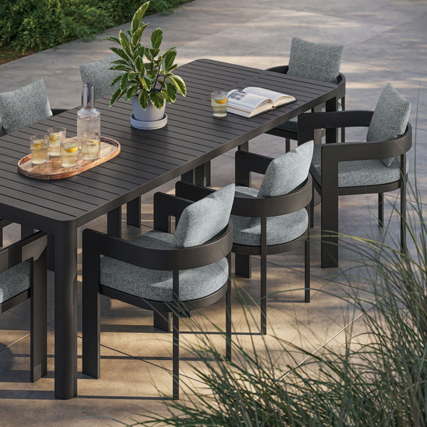 Modway Furniture Tahoe 9-Piece Outdoor Patio Aluminum Dining Set with Extendable Table for Modern Alfresco Gatherings Gray Gray EEI-7295-GRY-GRY