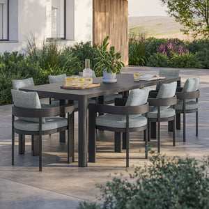 Modway Furniture Tahoe 9-Piece Outdoor Patio Aluminum Dining Set with Extendable Table for Modern Alfresco Gatherings Gray Gray EEI-7295-GRY-GRY