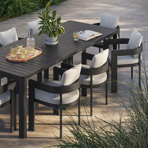 Modway Furniture Tahoe 9-Piece Outdoor Patio Aluminum Dining Set with Extendable Table for Modern Alfresco Gatherings Gray White EEI-7295-GRY-WHI