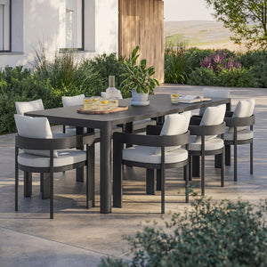Modway Furniture Tahoe 9-Piece Outdoor Patio Aluminum Dining Set with Extendable Table for Modern Alfresco Gatherings Gray White EEI-7295-GRY-WHI