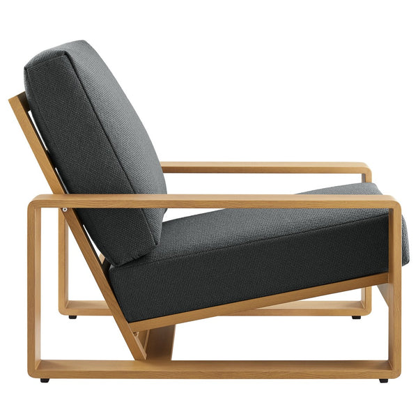 Modway Furniture Lirienne Outdoor Patio Armchair - Durable Aluminum Frame with Faux Wood Finish for Ultimate Comfort Charcoal Natural EEI-7296-CHA-NAT