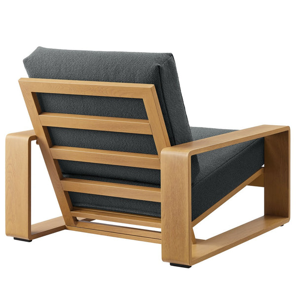 Modway Furniture Lirienne Outdoor Patio Armchair - Durable Aluminum Frame with Faux Wood Finish for Ultimate Comfort Charcoal Natural EEI-7296-CHA-NAT