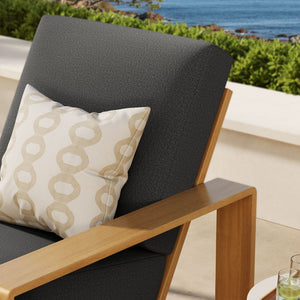Modway Furniture Lirienne Outdoor Patio Armchair - Durable Aluminum Frame with Faux Wood Finish for Ultimate Comfort Charcoal Natural EEI-7296-CHA-NAT