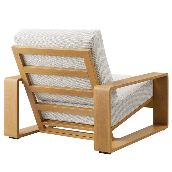 Modway Furniture Lirienne Outdoor Patio Armchair - Durable Aluminum Frame with Faux Wood Finish for Ultimate Comfort Ivory Natural EEI-7296-IVO-NAT