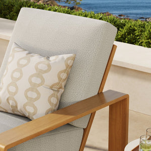 Modway Furniture Lirienne Outdoor Patio Armchair - Durable Aluminum Frame with Faux Wood Finish for Ultimate Comfort Ivory Natural EEI-7296-IVO-NAT