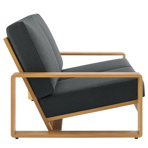 Modway Furniture Lirienne Outdoor Patio Loveseat - Modern Aluminum Faux Wood Design for Stylish, Comfortable Seating Charcoal Natural EEI-7297-CHA-NAT