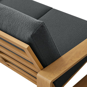 Modway Furniture Lirienne Outdoor Patio Loveseat - Modern Aluminum Faux Wood Design for Stylish, Comfortable Seating Charcoal Natural EEI-7297-CHA-NAT