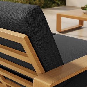 Modway Furniture Lirienne Outdoor Patio Loveseat - Modern Aluminum Faux Wood Design for Stylish, Comfortable Seating Charcoal Natural EEI-7297-CHA-NAT