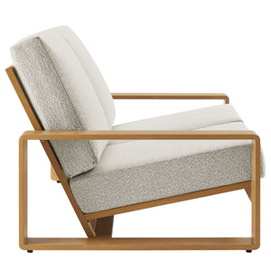 Modway Furniture Lirienne Outdoor Patio Loveseat - Modern Aluminum Faux Wood Design for Stylish, Comfortable Seating Ivory Natural EEI-7297-IVO-NAT