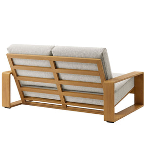 Modway Furniture Lirienne Outdoor Patio Loveseat - Modern Aluminum Faux Wood Design for Stylish, Comfortable Seating Ivory Natural EEI-7297-IVO-NAT
