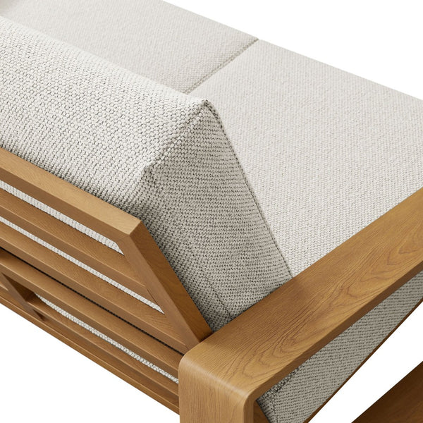 Modway Furniture Lirienne Outdoor Patio Loveseat - Modern Aluminum Faux Wood Design for Stylish, Comfortable Seating Ivory Natural EEI-7297-IVO-NAT