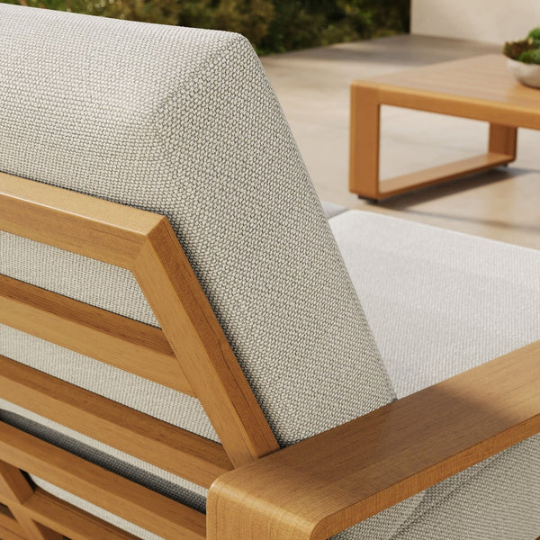 Modway Furniture Lirienne Outdoor Patio Loveseat - Modern Aluminum Faux Wood Design for Stylish, Comfortable Seating Ivory Natural EEI-7297-IVO-NAT