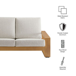 Modway Furniture Lirienne Outdoor Patio Loveseat - Modern Aluminum Faux Wood Design for Stylish, Comfortable Seating Ivory Natural EEI-7297-IVO-NAT