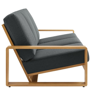 Modway Furniture Lirienne 2-Piece Outdoor Patio Aluminum Faux Wood Furniture Set for Stylish Comfort & Durability Charcoal Natural EEI-7304-CHA-NAT