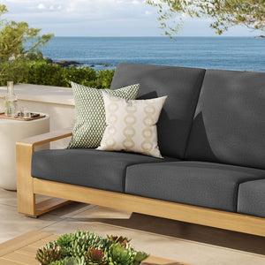 Modway Furniture Lirienne Outdoor Patio Sofa – Modern Aluminum with Faux Wood Design, Weather-Resistant Comfort Charcoal Natural EEI-7298-CHA-NAT