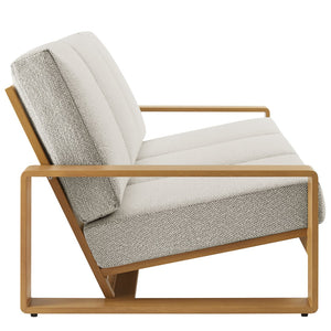 Modway Furniture Lirienne Outdoor Patio Sofa – Modern Aluminum with Faux Wood Design, Weather-Resistant Comfort Ivory Natural EEI-7298-IVO-NAT