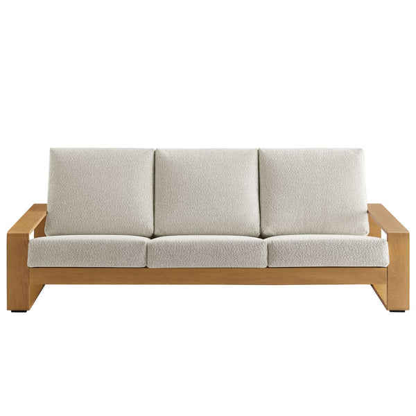 Modway Furniture Lirienne Outdoor Patio Sofa – Modern Aluminum with Faux Wood Design, Weather-Resistant Comfort Ivory Natural EEI-7298-IVO-NAT