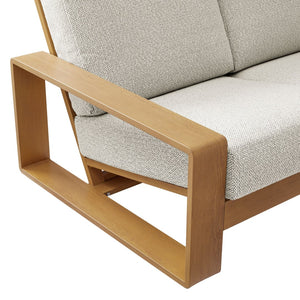 Modway Furniture Lirienne Outdoor Patio Sofa – Modern Aluminum with Faux Wood Design, Weather-Resistant Comfort Ivory Natural EEI-7298-IVO-NAT