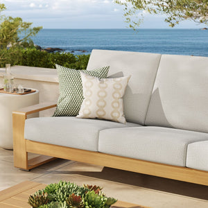 Modway Furniture Lirienne Outdoor Patio Sofa – Modern Aluminum with Faux Wood Design, Weather-Resistant Comfort Ivory Natural EEI-7298-IVO-NAT