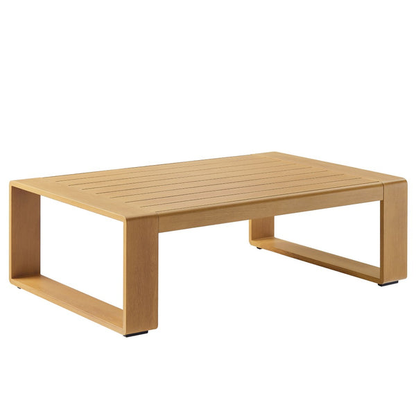 Modway Furniture Lirienne Outdoor Coffee Table - Durable Aluminum with Faux Wood Finish for Stylish Patio Living EEI-7299-NAT